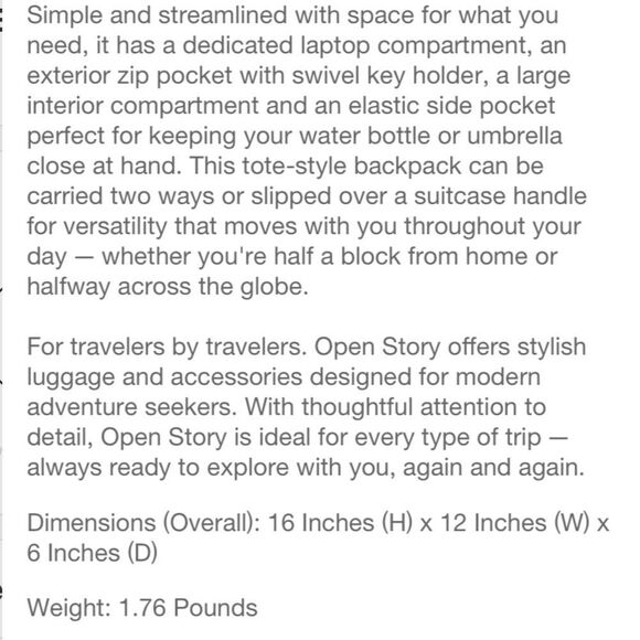 OPEN STORY NWOT commuter backpack -taupe - Picture 6 of 6